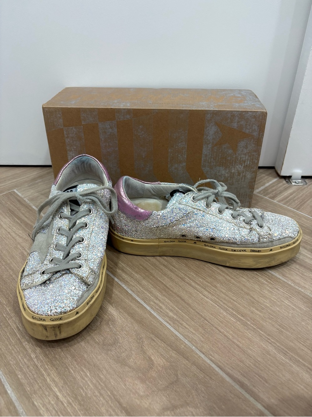 Golden Goose Hi Star Sneakers in Iridescent Pink